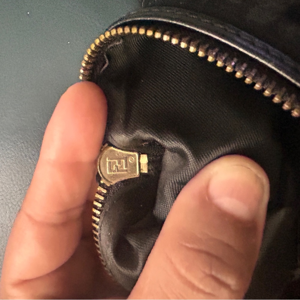 Fendi Black Leather Keychain with Gold Accent NOTE-IS BROKEN